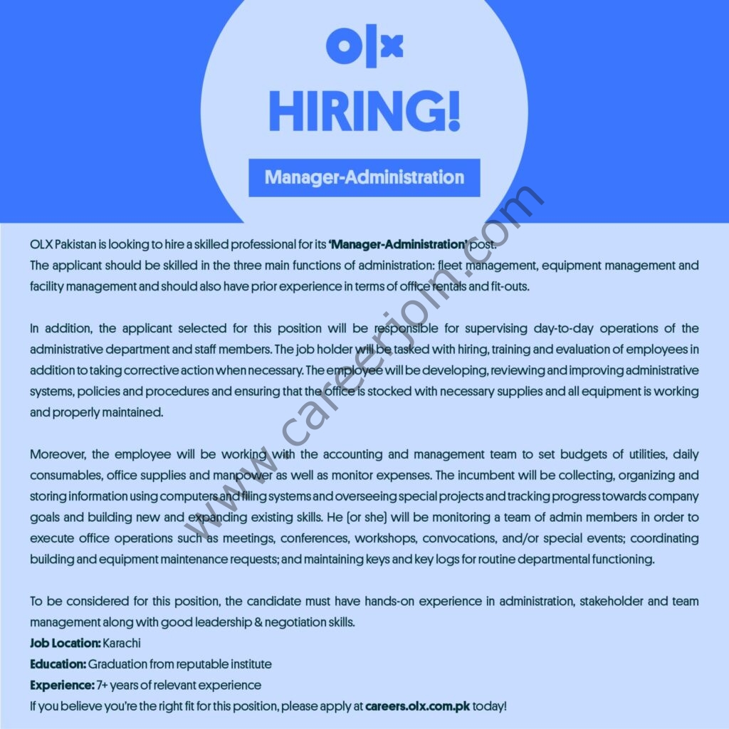 OLX Pakistan Jobs Manager Administration 01