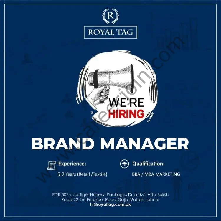 Royal Tag Jobs Brand Manager 01