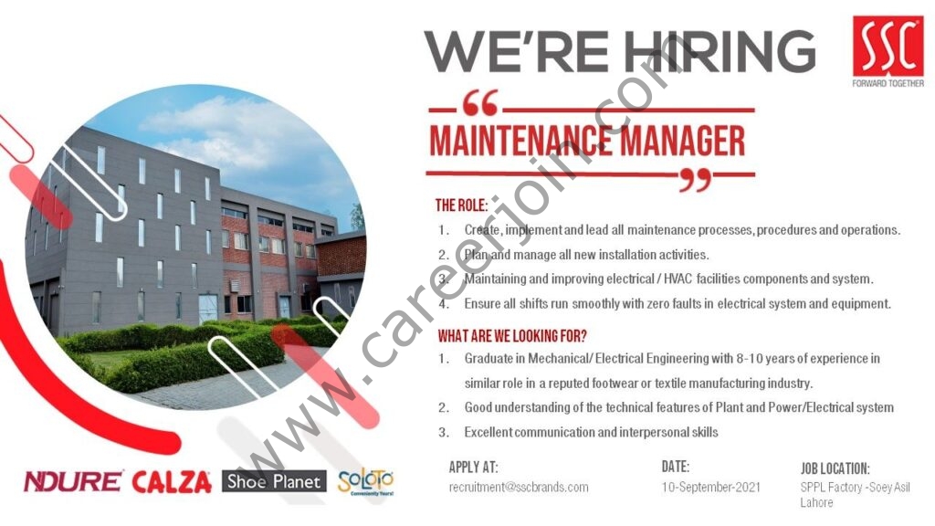 Service Sales Corporation Pvt Ltd SSC Jobs Maintenance Manager 01