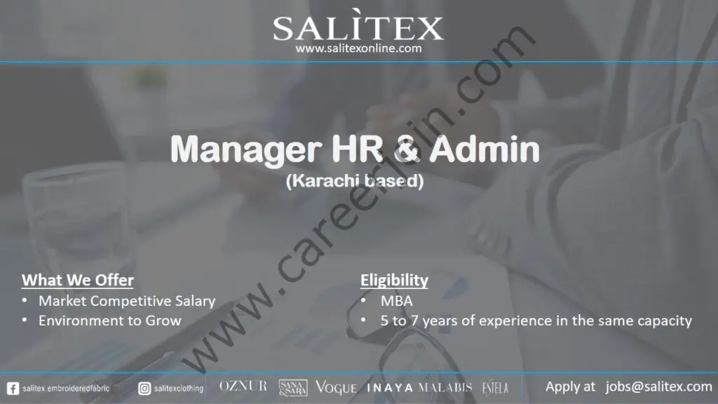 Salitex Pakistan Jobs Manager HR & Admin 01