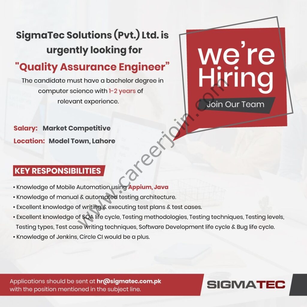 SigmaTech Solutions Pvt Ltd Jobs Quality Assurance Engineer 01