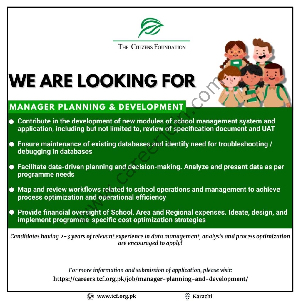 The Citizens Foundation TCF Jobs Manager Planning & Development 01