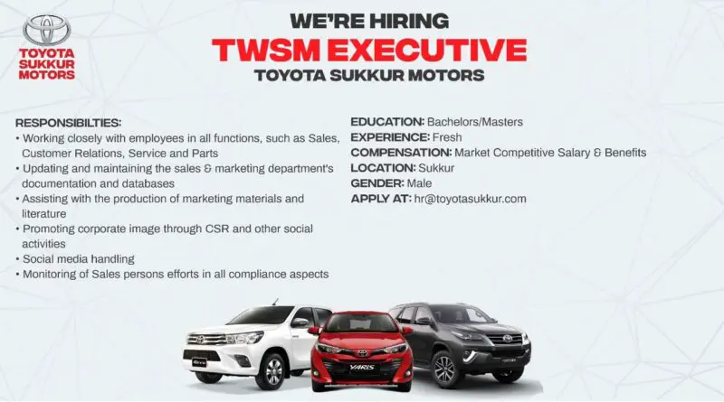 Toyota Sukkur Motors Jobs TWSM Executive