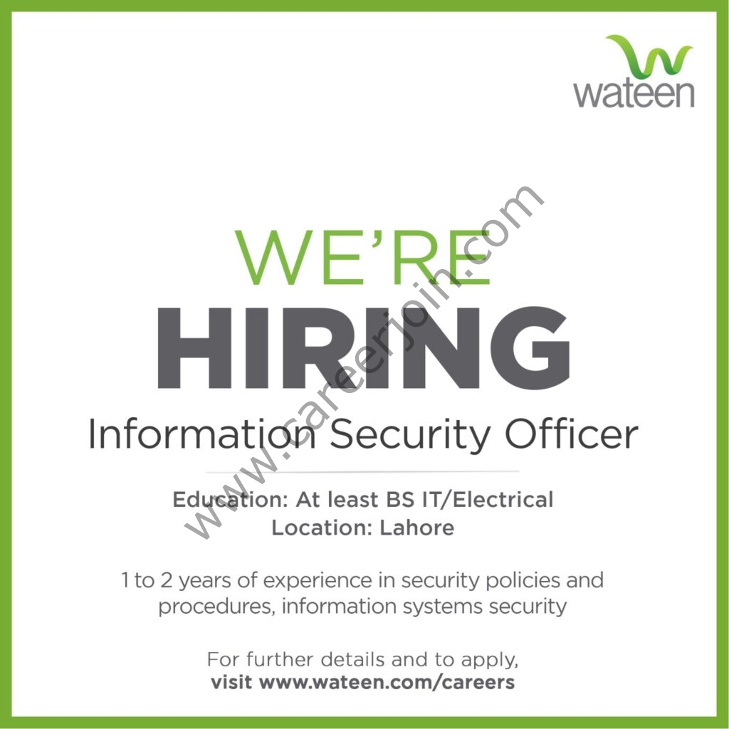 Wateen Telecom Pakistan Jobs Information Security Officer 01
