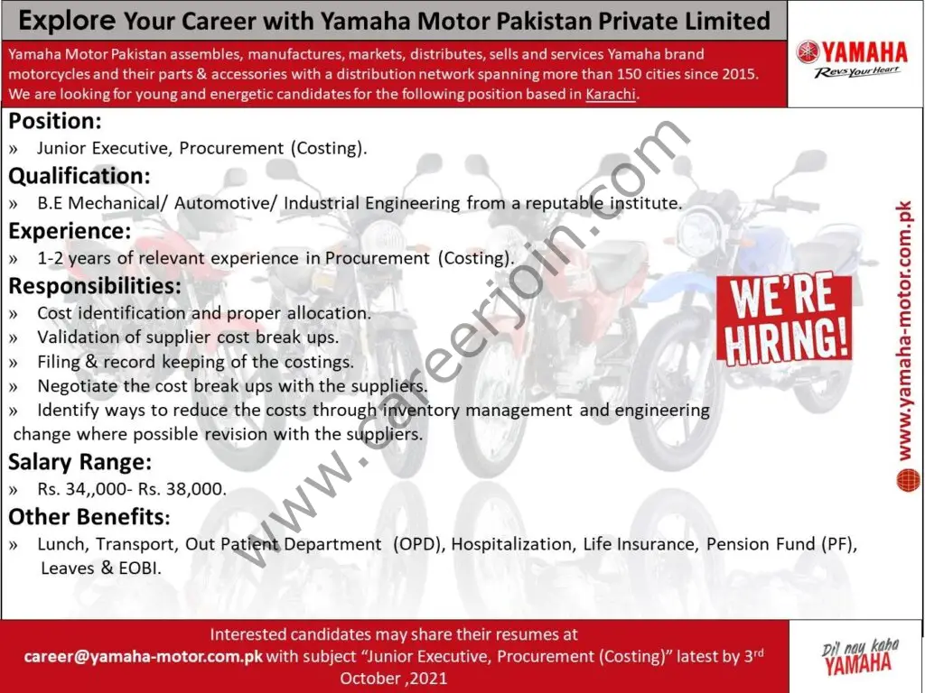 Yamaha Motors Pakistan Limited Jobs Junior Executive Procurement 01