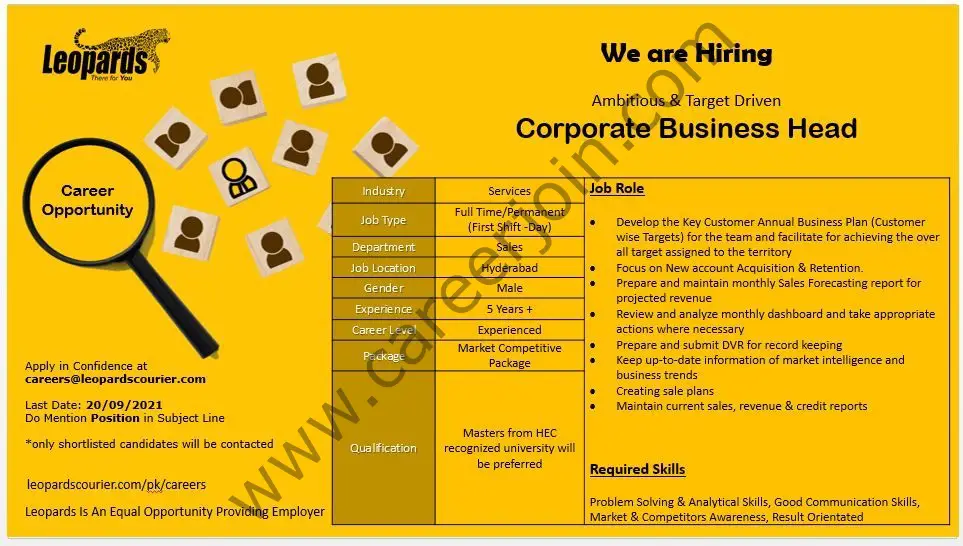 Leopards Courier Jobs Corporate Business Head 01