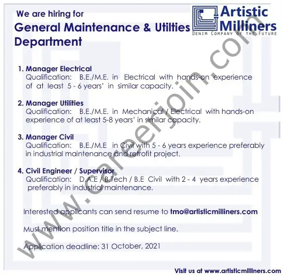 Artistic Milliners Pvt Ltd Jobs October 2021 01