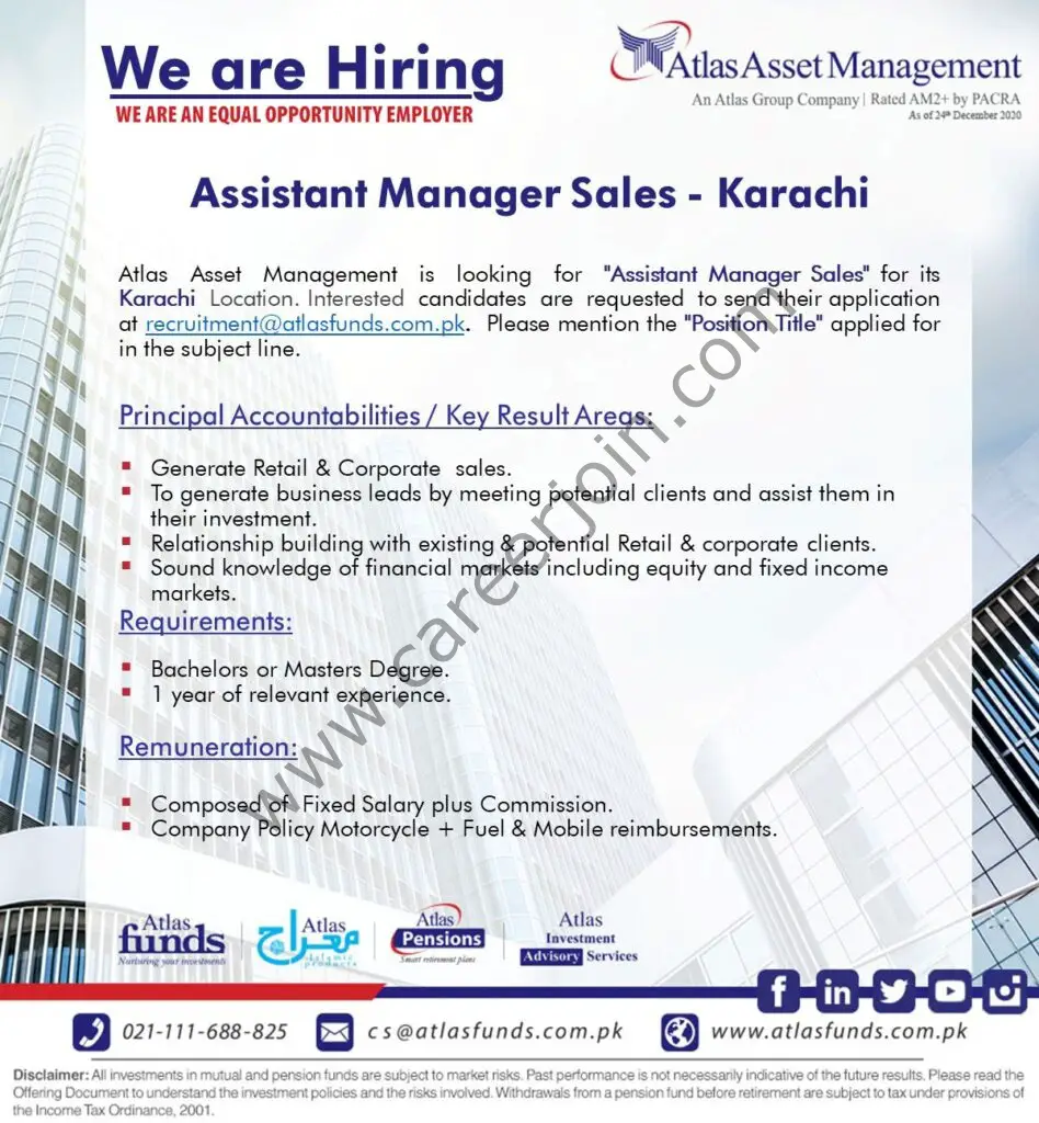 Atlas Asset Management Limited Jobs Assistant Manager Sales 01