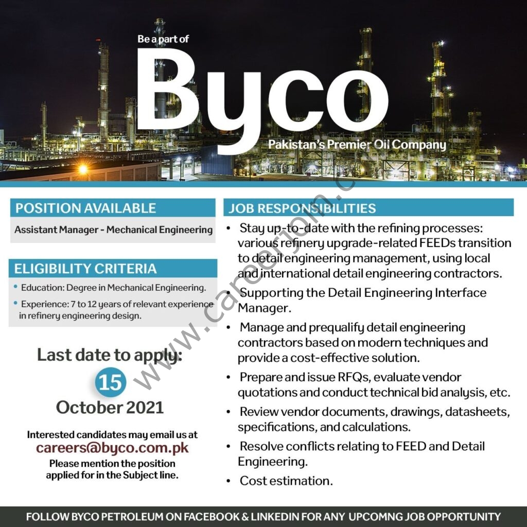 Byco Petroleum Pakistan Ltd Jobs October 2021 02