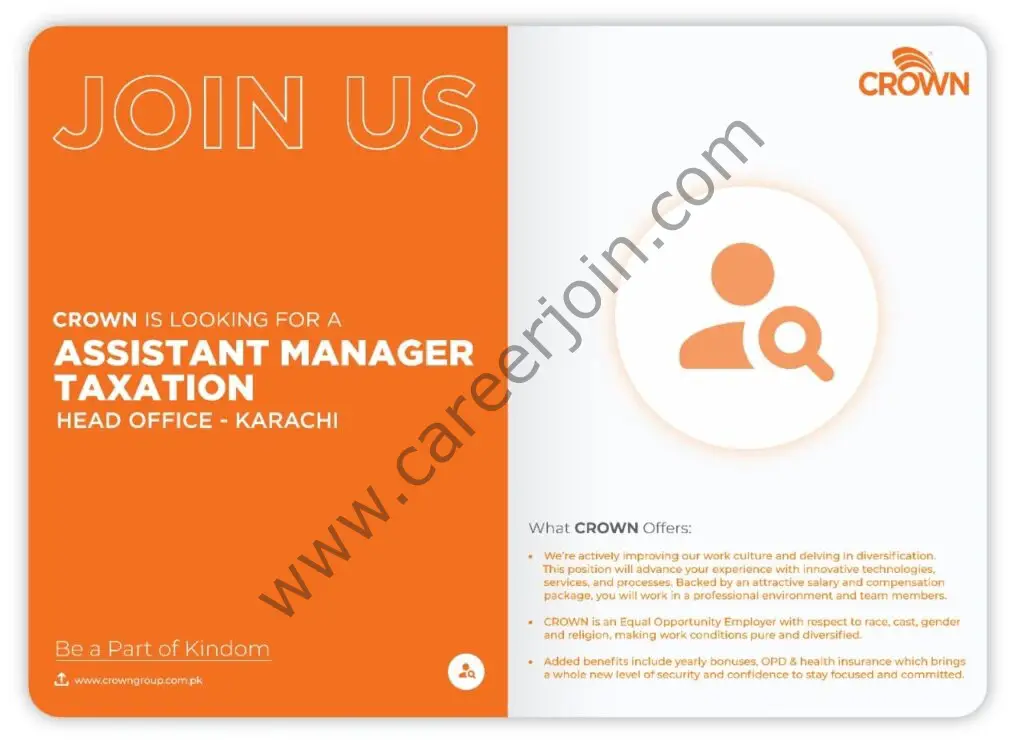 Crown Group Of Companies Jobs Assistant Manager Taxation 01