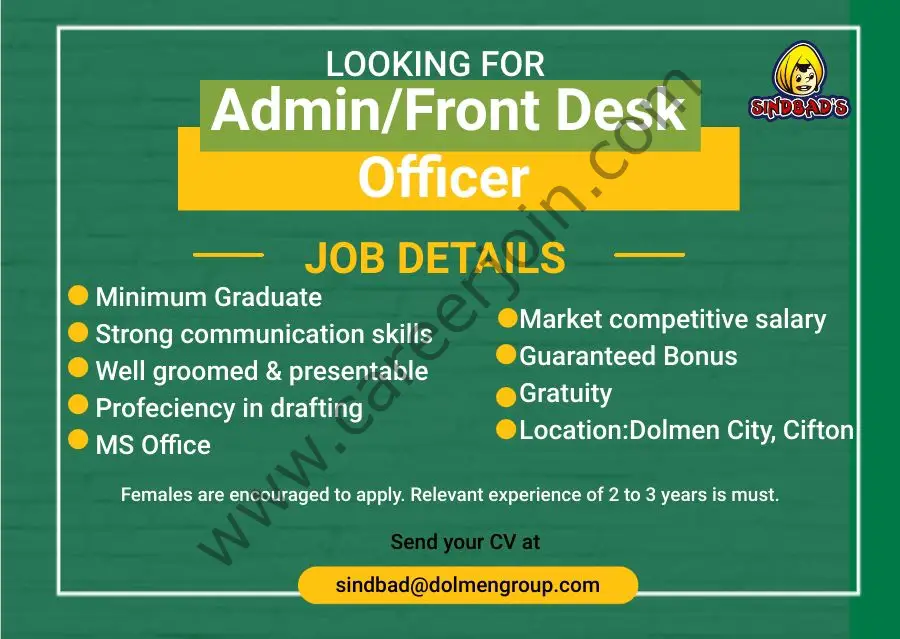 Sindbad's Wonderland Jobs Admin / Front Desk Officer 01