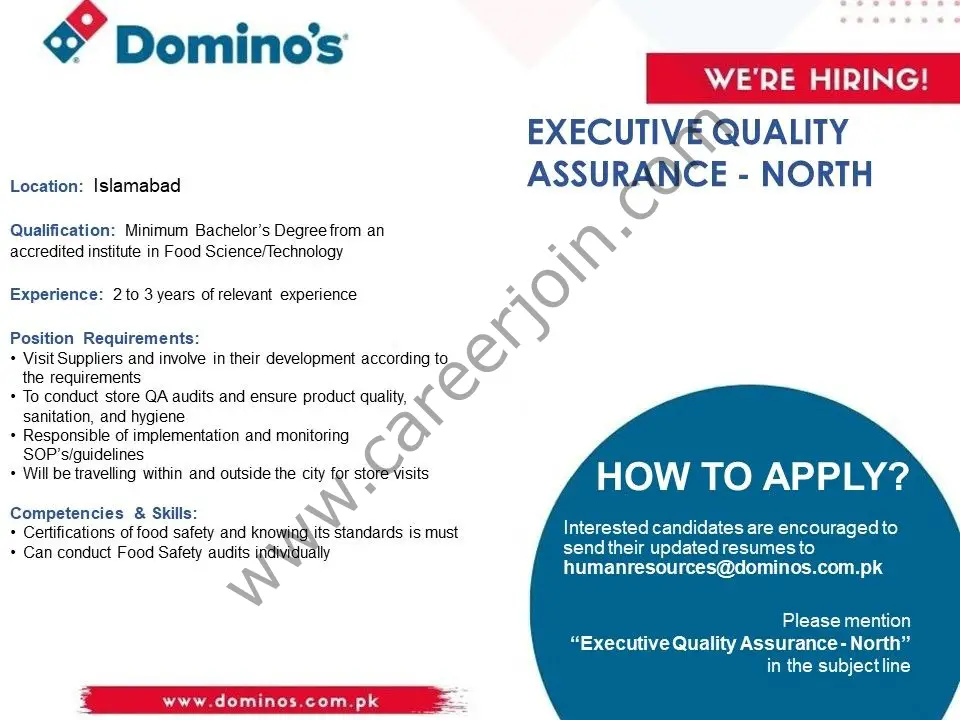 Domino's Pizza Pakistan Jobs Executive Quality Assurance 01