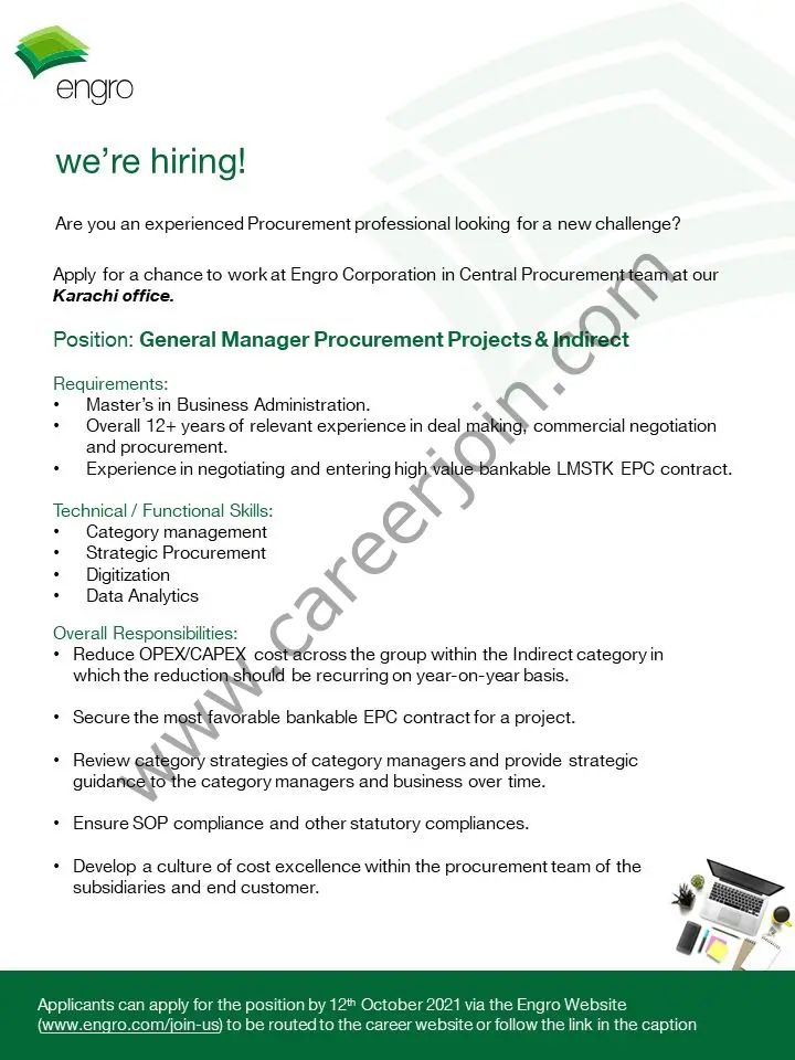 Engro Corporation Jobs General Manager Projects & Indirect 01