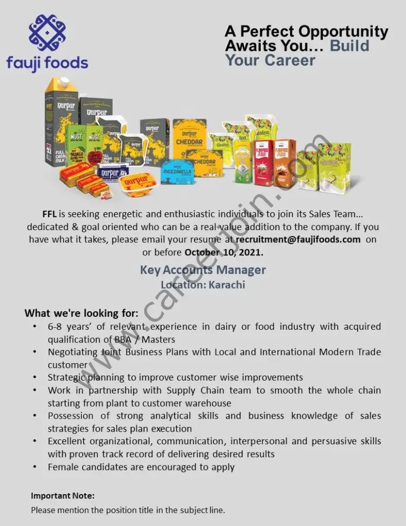 Fauji Foods Pvt Ltd Jobs Key Accounts Manager 01