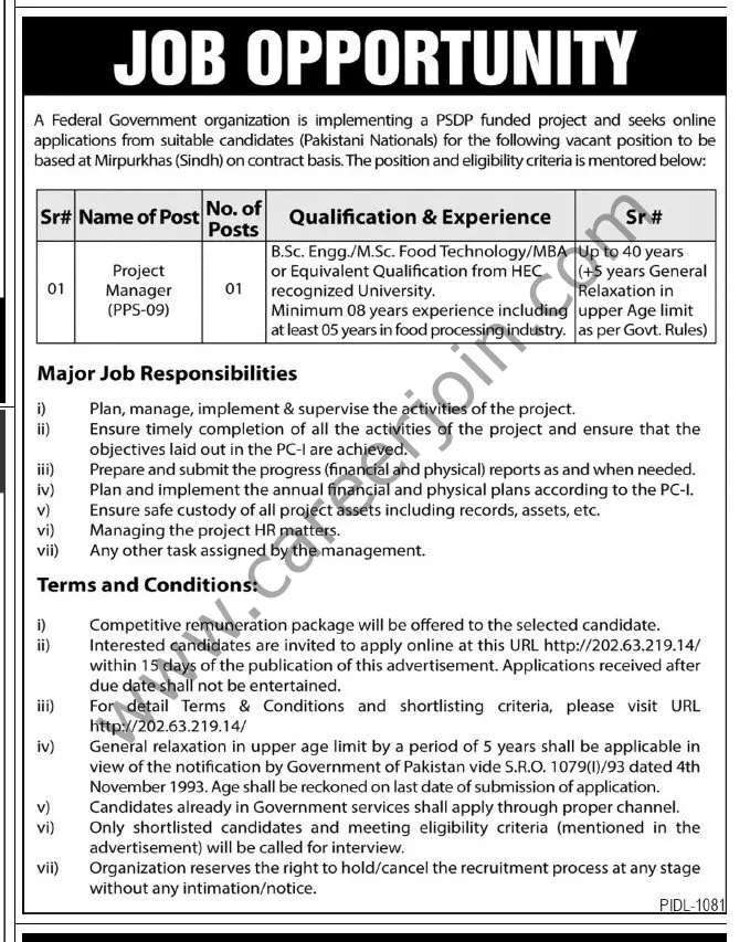 Federal Government Organization Jobs Project Manager 01