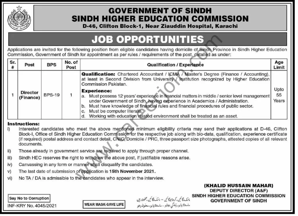 Govt of Sindh Jobs Sindh Higher Education Commission Jobs 30 October 2021 Dawn