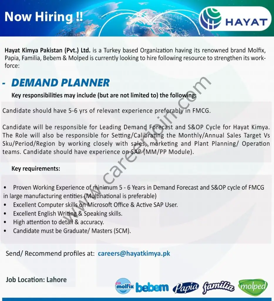 Hayat Kimya Pakistan Pvt Ltd Jobs October 2021 02