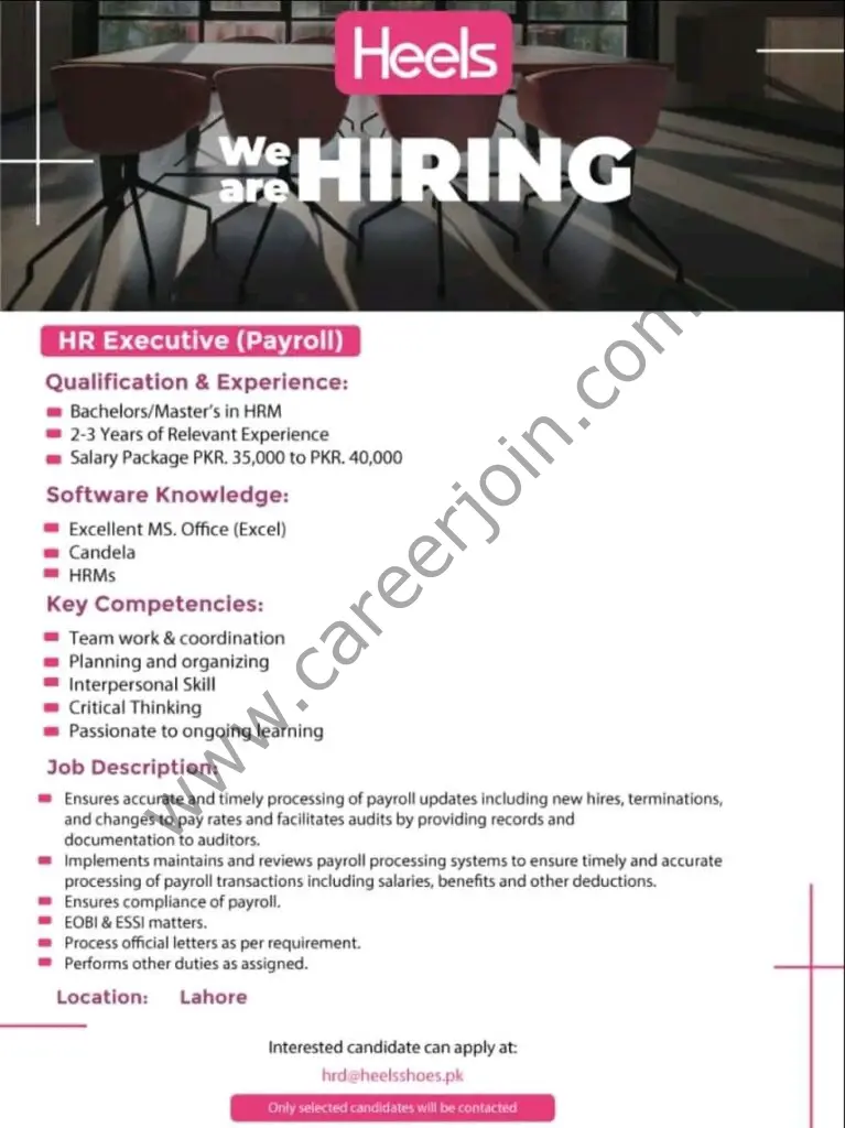 Heels Pakistan Jobs HR Executive Payroll 01