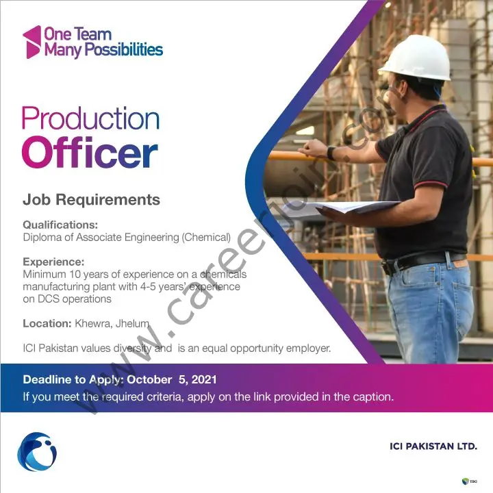 ICI Pakistan Ltd Jobs Production Officer 01