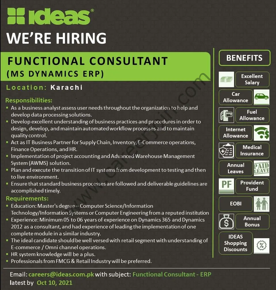 IDEAS By GulAhmed Jobs Functional Consultant 01