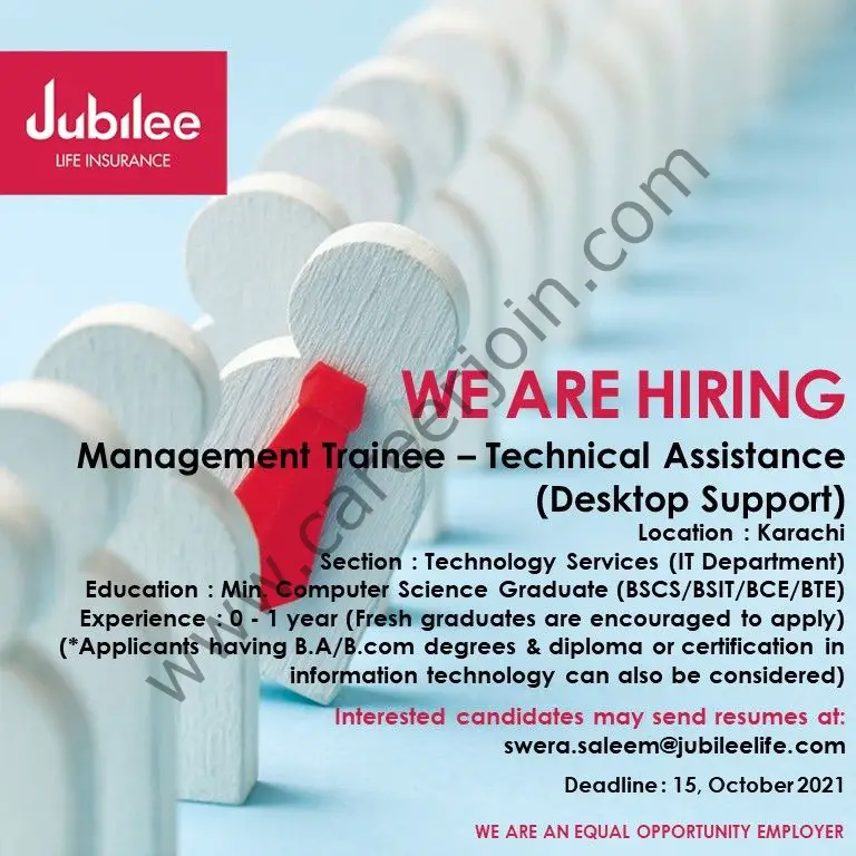 Jubilee Life Insurance Company Limited Jobs Management Trainee Technical Assistance 01
