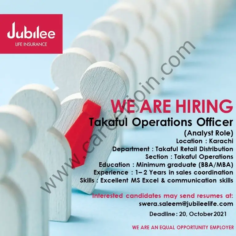 Jubilee Life Insurance Company Pvt Ltd Jobs Takaful Operations Officer 01