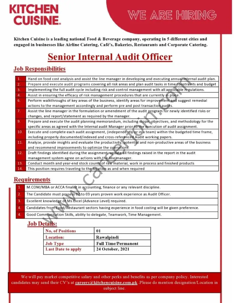 Kitchen Cuisine Jobs Senior Internal Audit Officer 01