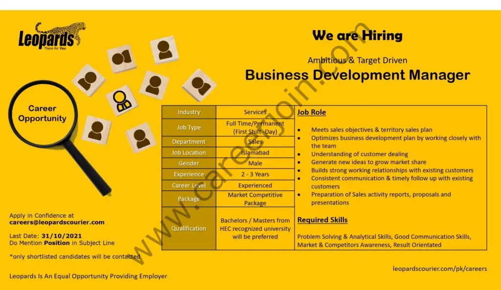Leopards Courier Pvt Ltd Jobs Business Development Manager 01