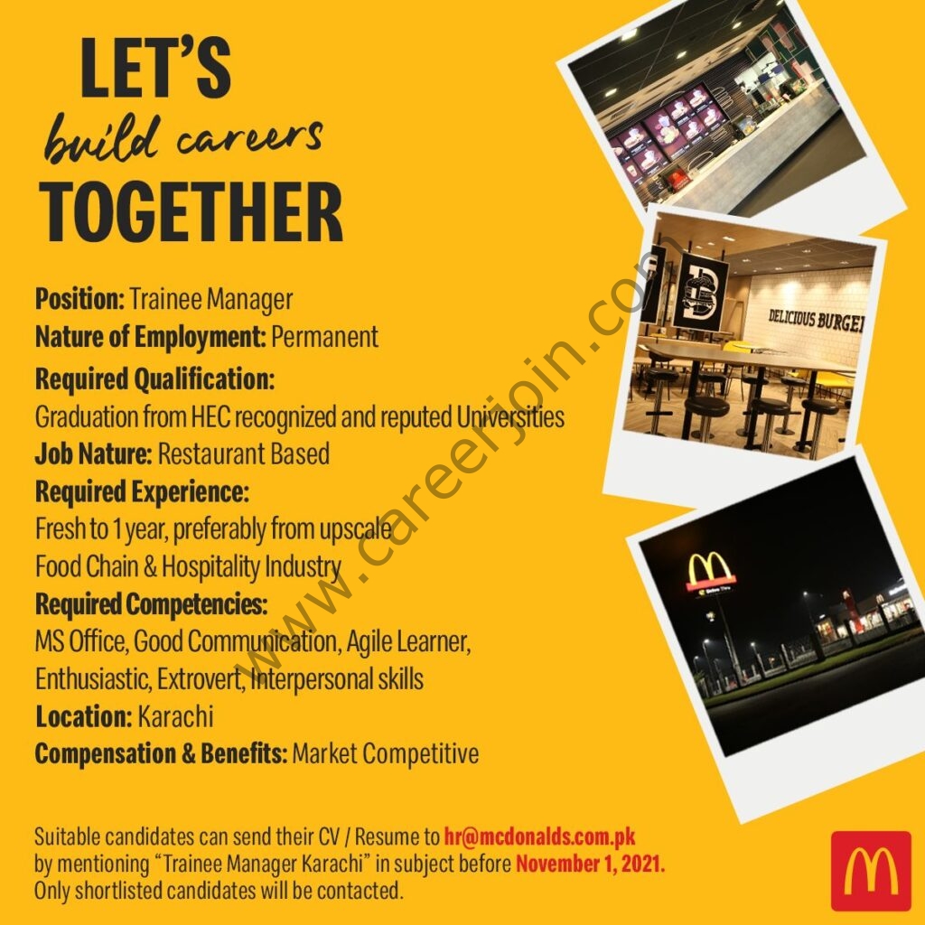 McDonalds Pakistan Jobs Trainee Manager 01