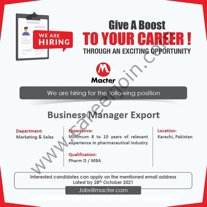 Macter International Ltd Jobs Business Manager Export 01
