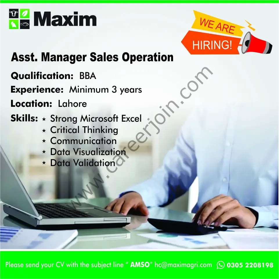 Maxim Agri Pvt Ltd Jobs Assistant Manager Sales Operation 01