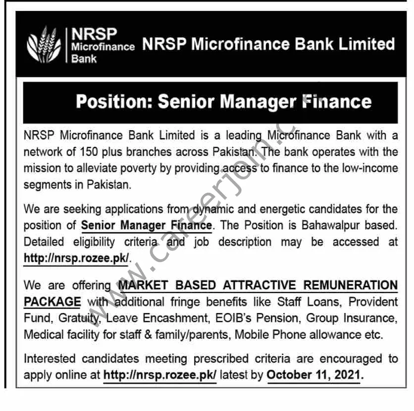 NRSP Microfinance Bank Ltd Jobs 03 October 2021 Dawn 01