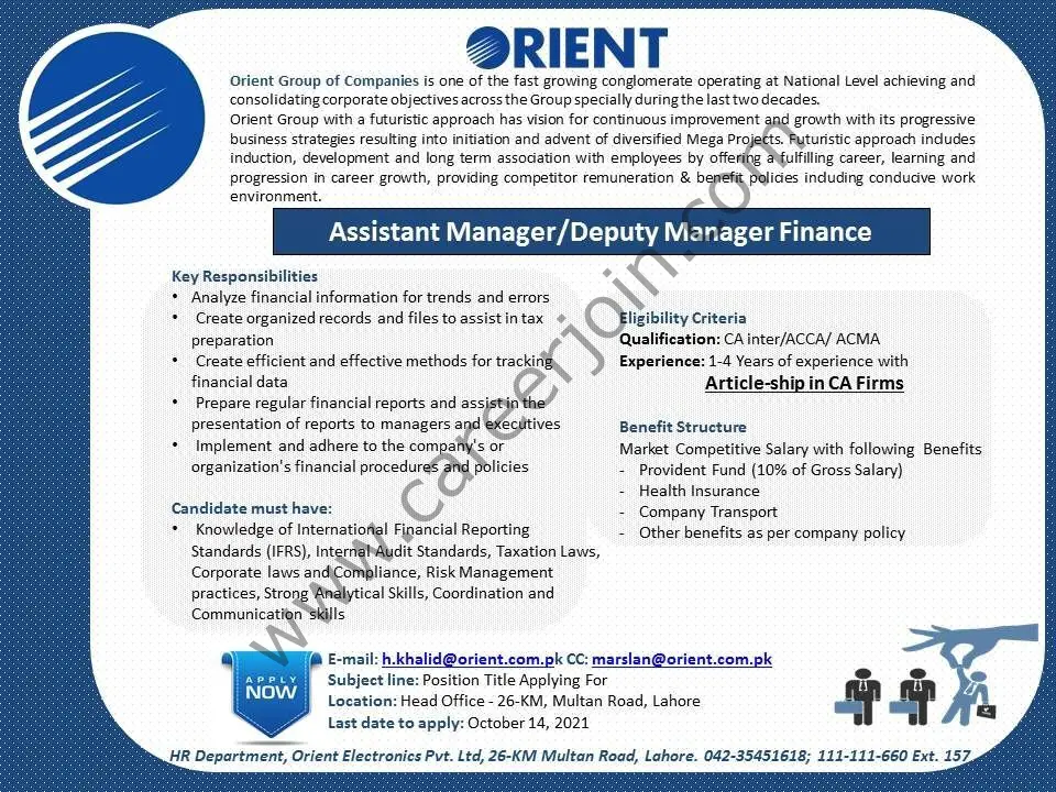 Orient Group of Companies Jobs October 2021 01