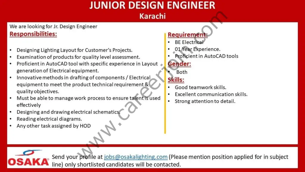 Osaka Lighting Jobs Junior Design Engineer 01