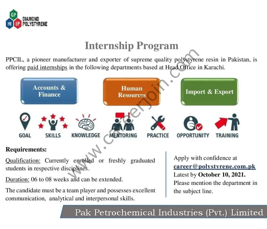 Pak Petrochemical Industries Limited Internship Program 2021 01