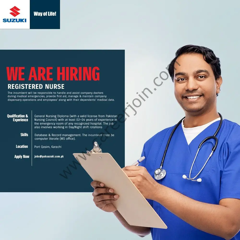 Pak Suzuki Motor Company Limited Jobs Registered Nurse 01