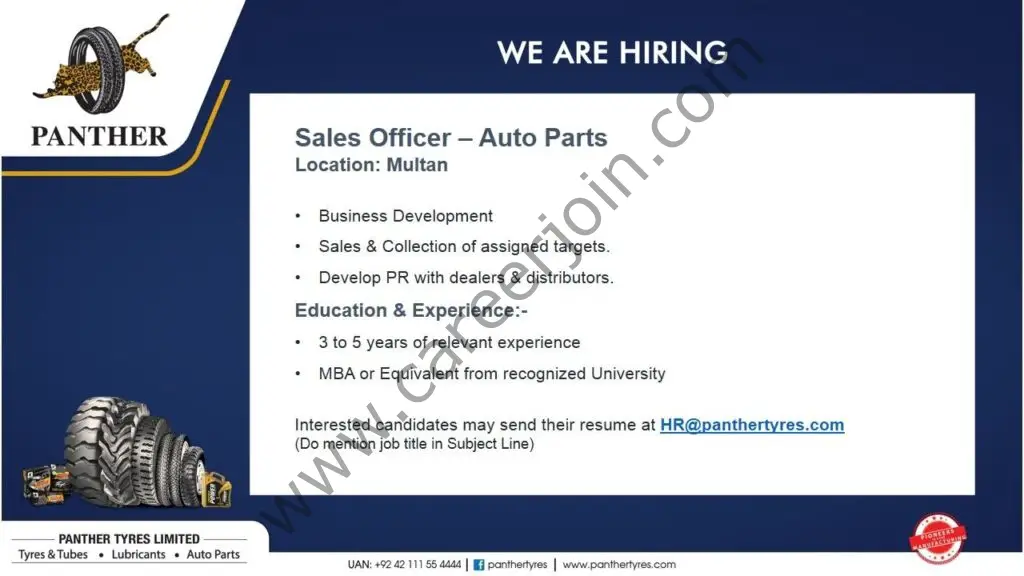Panther Tyres Limited Jobs Sales Officer Auto Parts 01