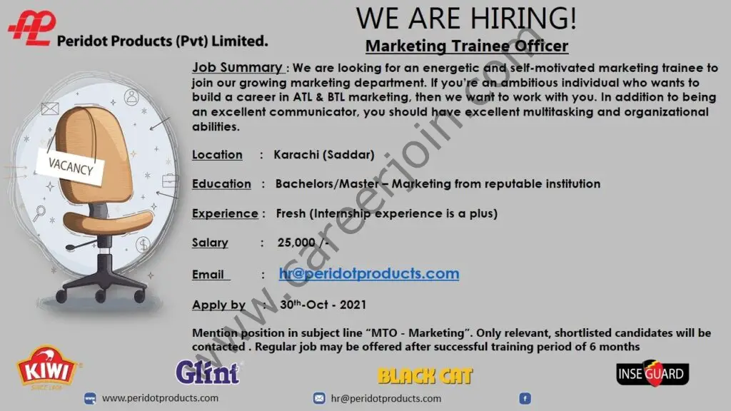 Peridot Products Pvt Ltd Jobs Marketing Trainee Officer 01