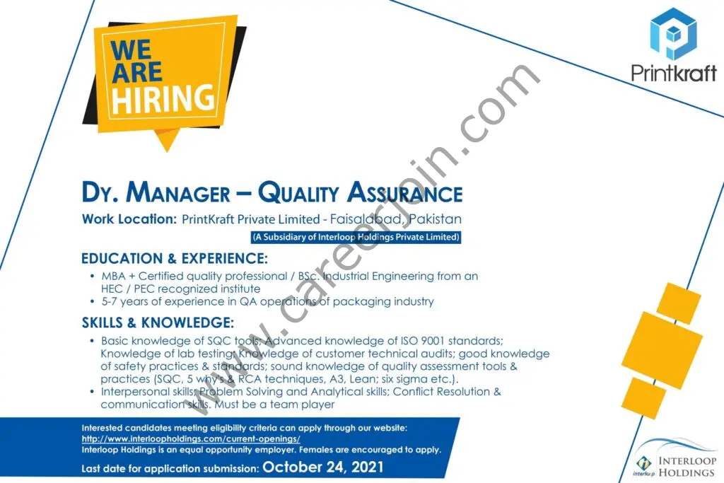 Printkraft Pvt Ltd Jobs Deputy Manager Quality Assurance 01