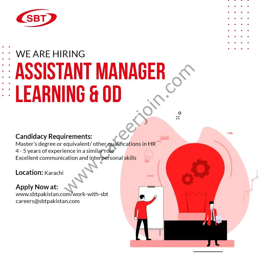 SBT Pvt Ltd Jobs Assistant Manager Learning And OD 01