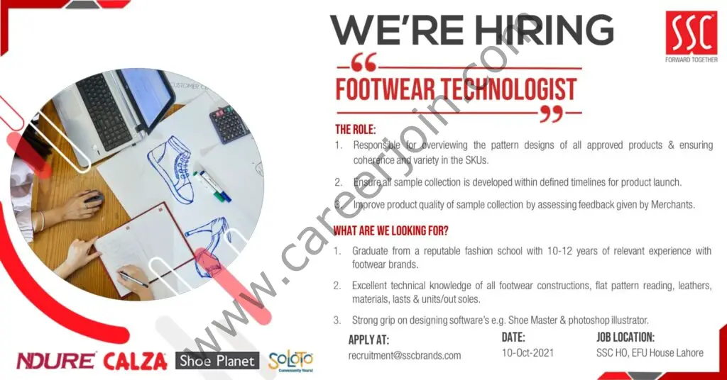 Service Sales Corporation Pvt Ltd SSC Jobs Footwear Technologist 01