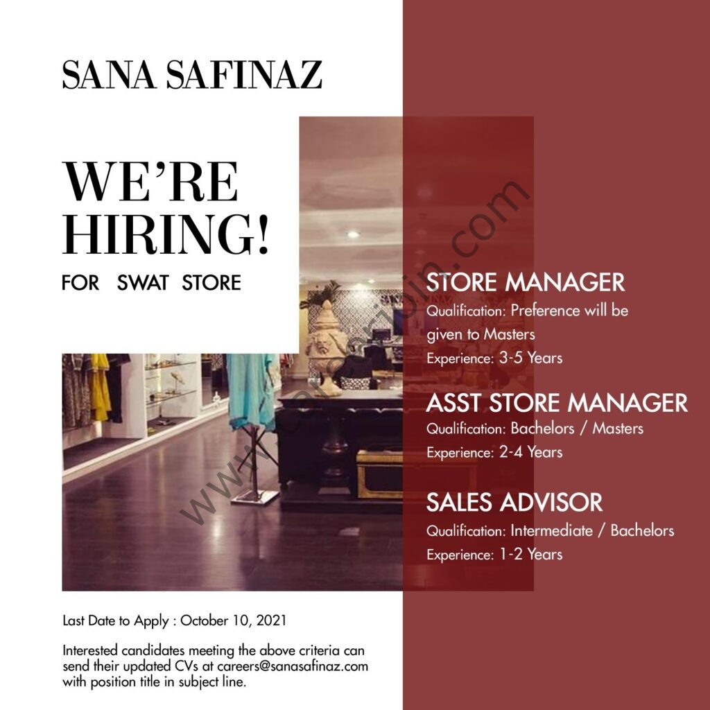 Sana Safinaz Jobs October 2021v 02