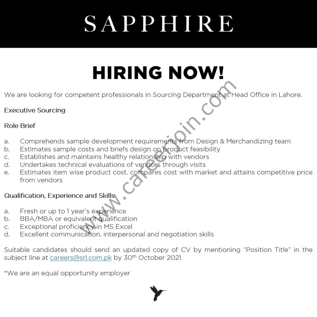 Sapphire Retail Ltd SRL Jobs 28 October 2021 02 