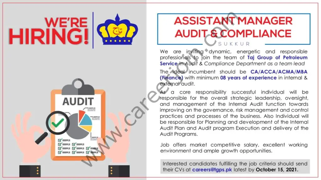 Taj Group Of Petroleum Service TGPS Jobs Assistant Manager Audit & Compliance 01