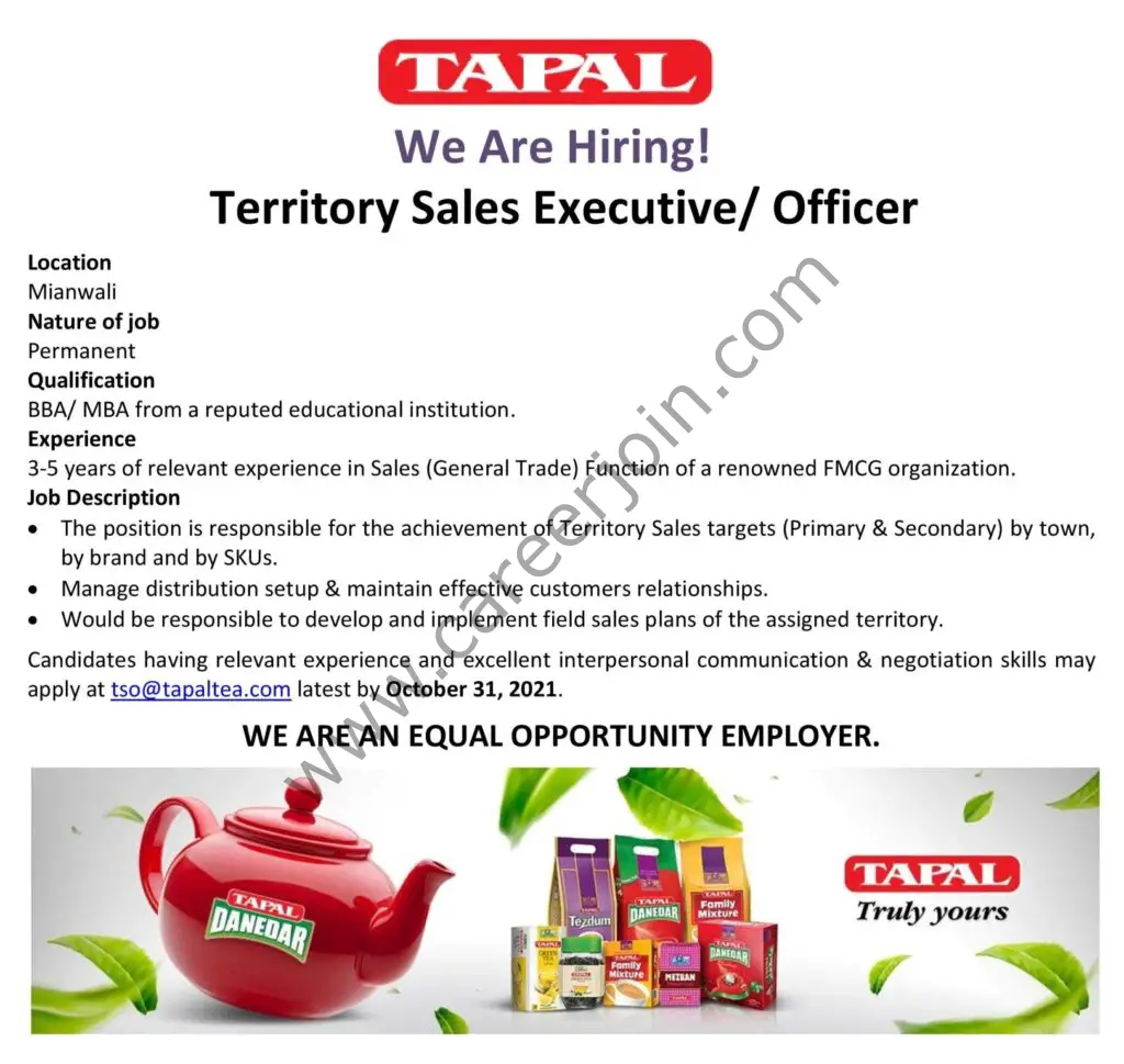 Tapal Tea Pvt Ltd Jobs 27 October 2021 01