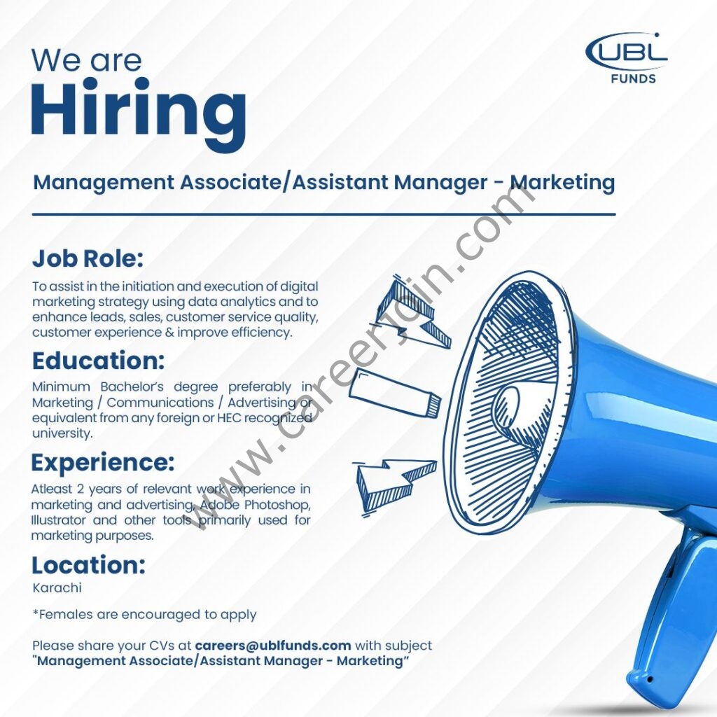UBL Fund Managers Jobs Management Associate / Assistant Manager Marketing 01