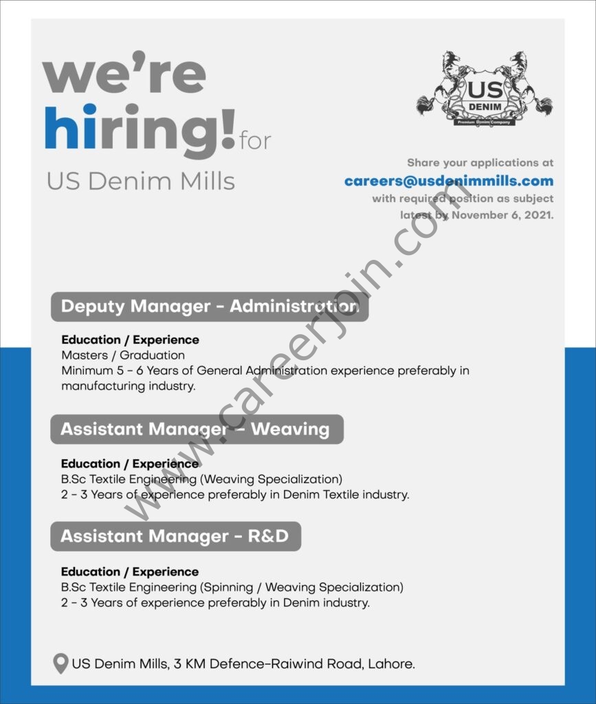 US Apparel & Textiles Jobs 30 October 2021 