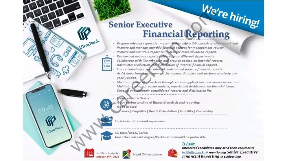 Ultra Pack Pvt Ltd Jobs Senior Executive Financial Reporting 01