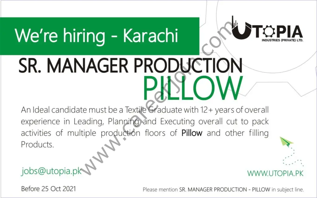 Utopia Industries Pvt Ltd Jobs Manager Production 01