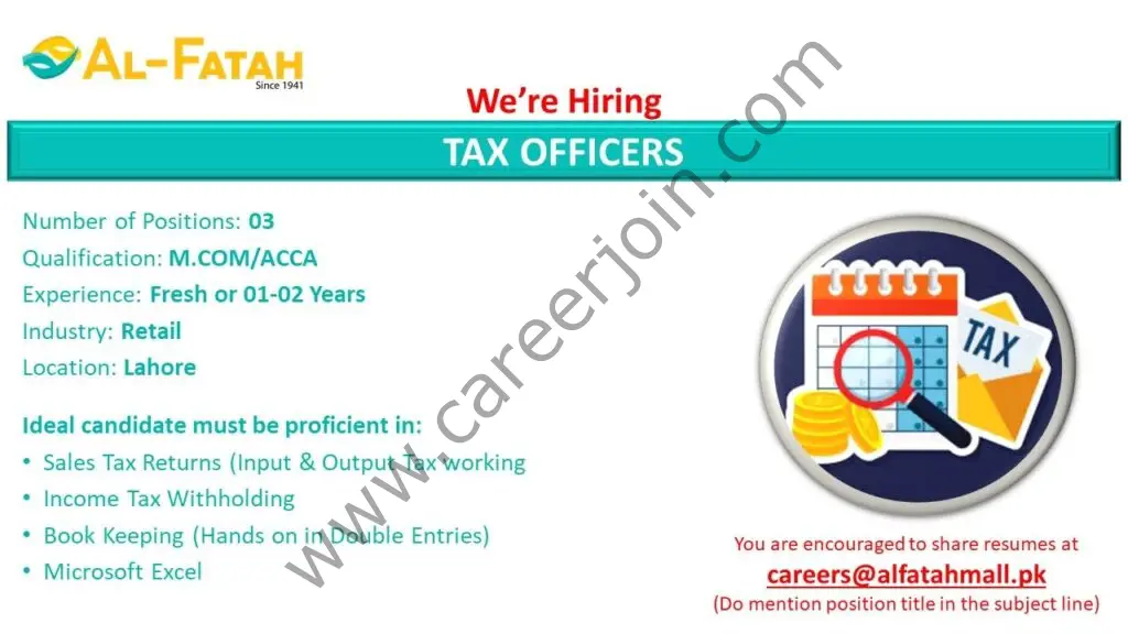 Al Fatah Shopping Malls Jobs Tax Officers 01